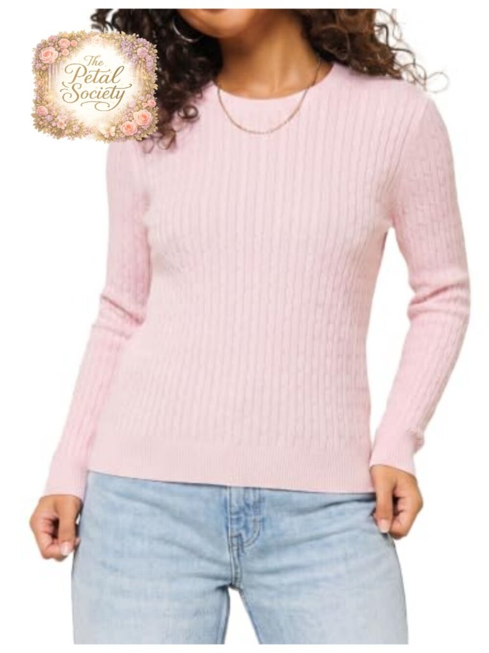 Cable Knit Cotton Pullover Sweater Long Sleeve Crew Neck Slim Fit